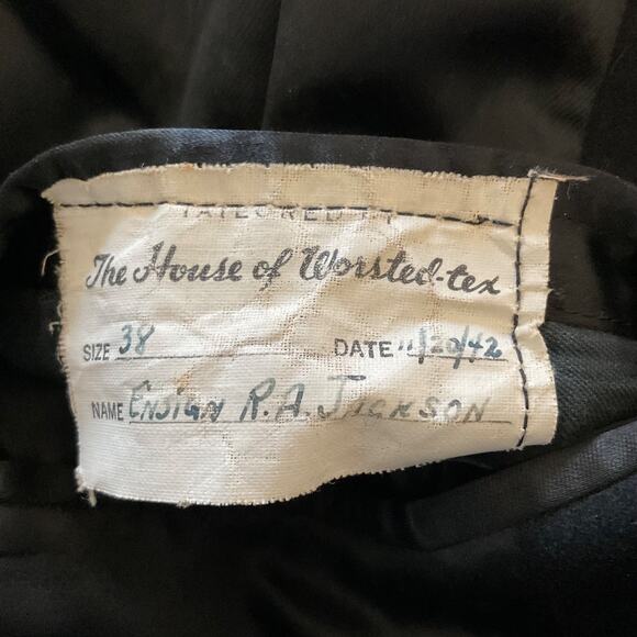 VTG 1942 WWII USN Navy Officers Bridgecoat Peacoat Wool Sz 38 Black Named Dated - Picture 4 of 16